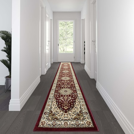 Flash Furniture Burgundy 3 x 20 Traditional Persian Style Area Rug NR-RGB401-315-BU-GG